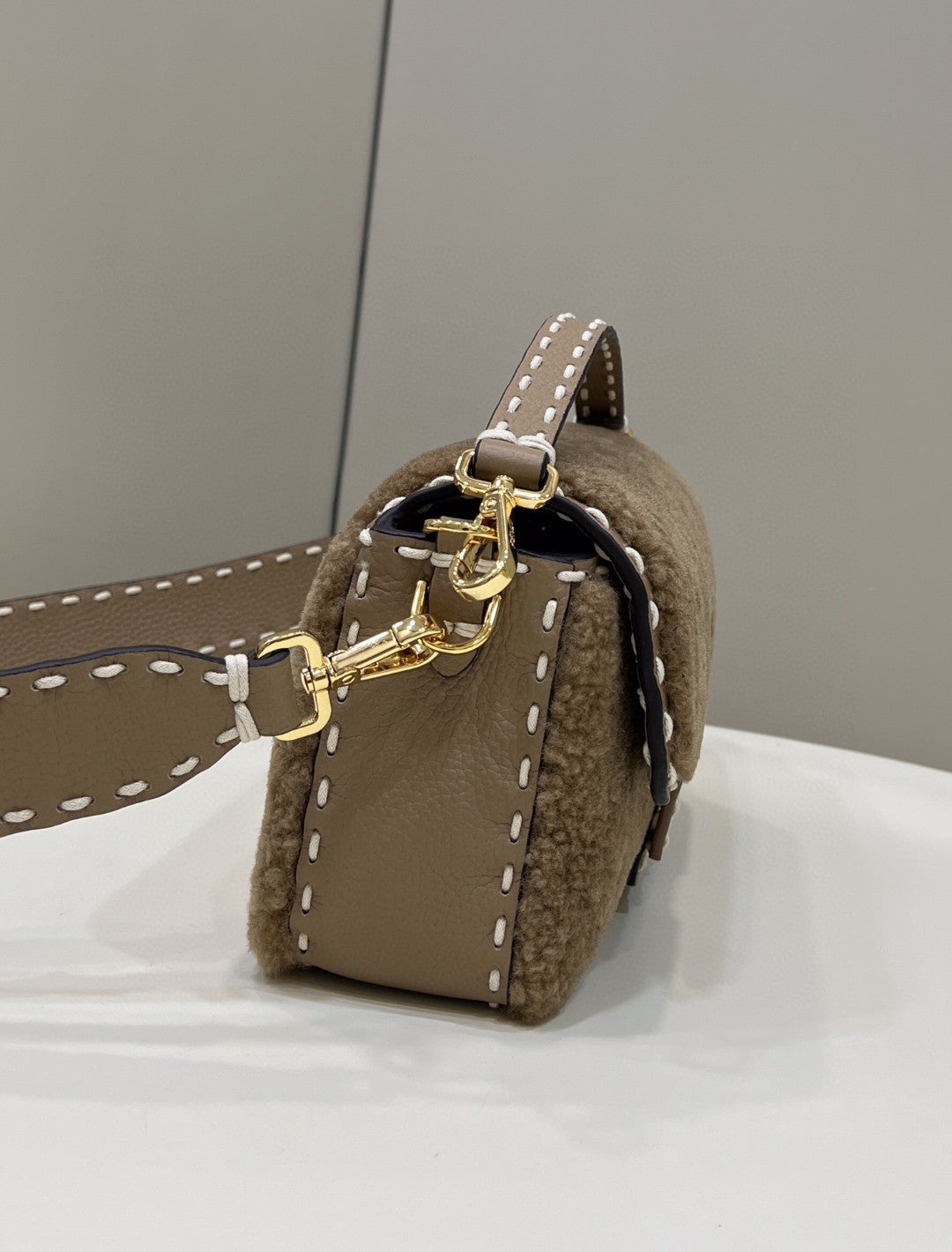 Fendi Baguette Beige Sheepskin Bag