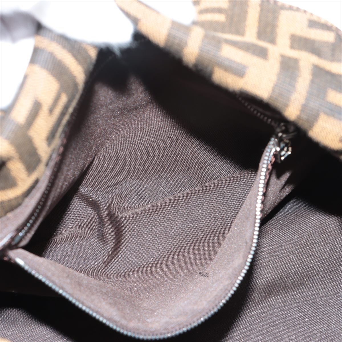 Fendi Zucca Canvas x Leather Shoulder Bag Brown