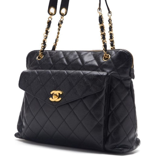 CHANEL / CHANEL Matrasse  Flap Double Chain Sder Caviar S Black   Shoulder Bag Lady Bag Hybrid 【 Ship】  Yaboo Online