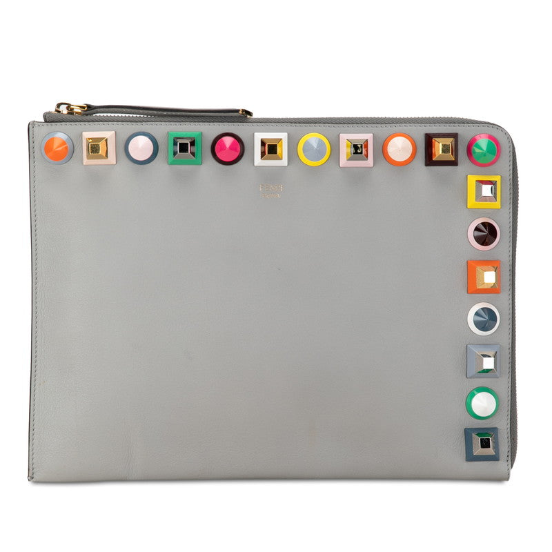 Fendi Multifunctional Clutch Bag 8M0370 Grey Multicolor Leather  Fendi