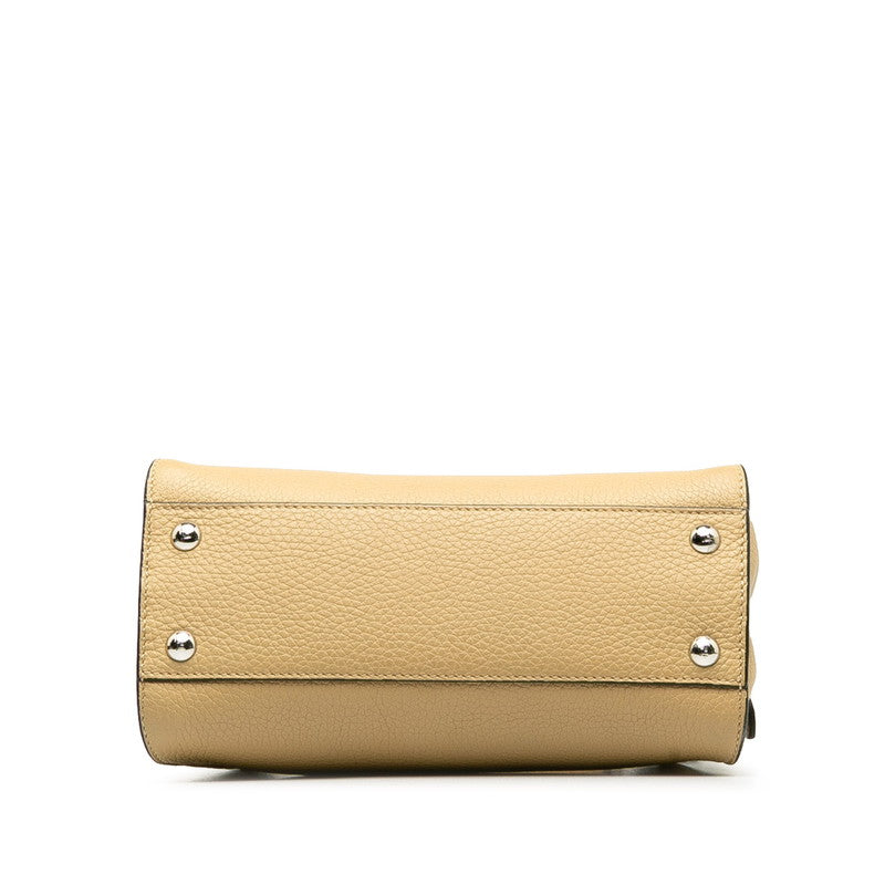 FENDI Selleria Peekaboo Mini Handbag in Leather Beige 8BN244