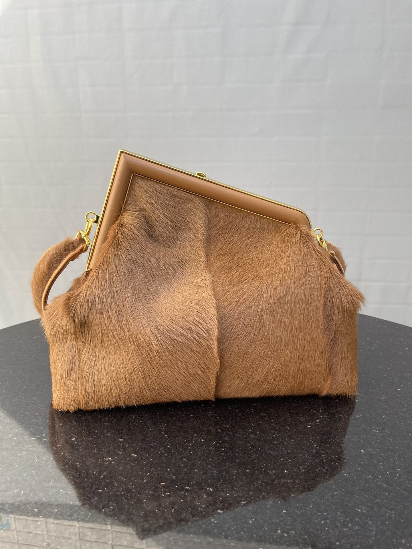 Fendi Fendirst Medium Brown Fox Fur Bag For Woman 32.5cm/13in