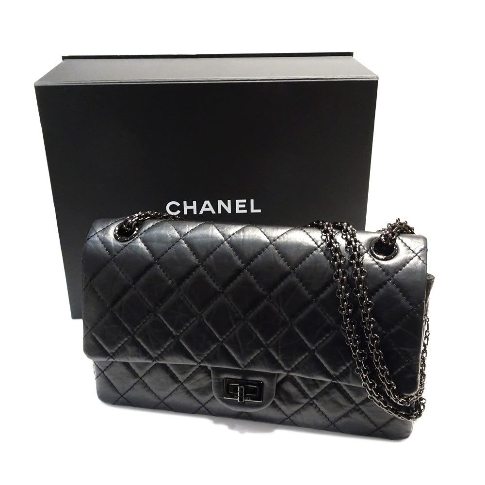 CHANEL 2.55  Handbag W Flap Matrasse A37587 Chain Sder Eddy  S Black G