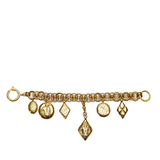 Chanel Vintage Mademoiselle Logo Chain Bracelet G   Chanel