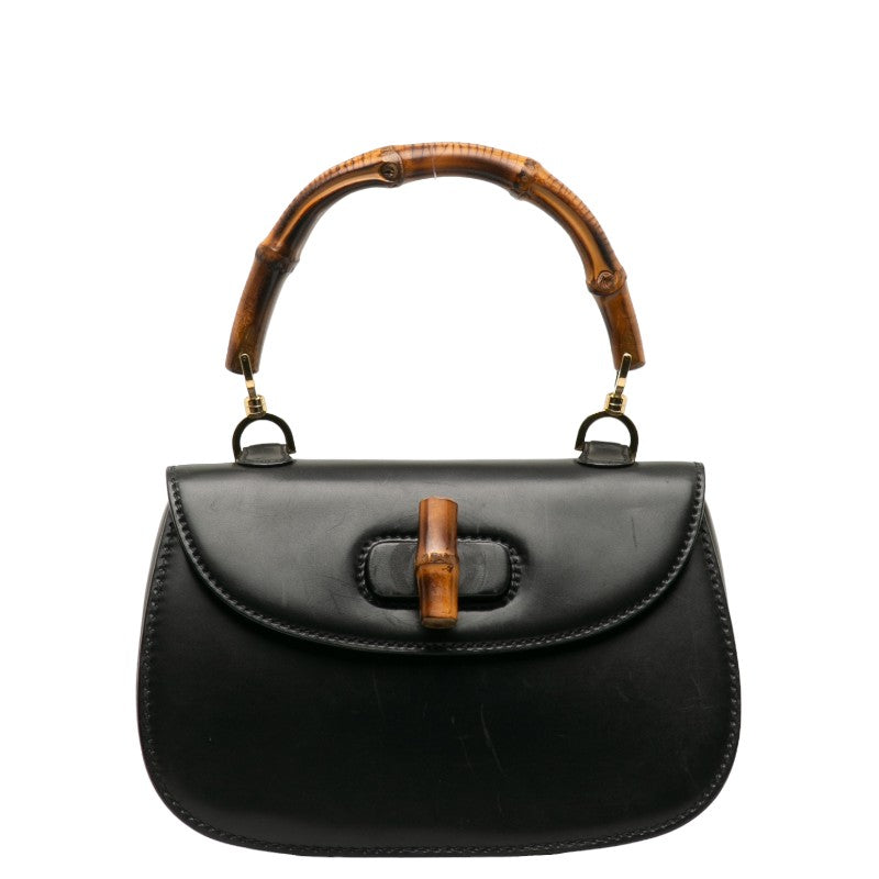 GUCCI Gucci Old Gucci Bamboo 000 01 0633 Handbag Leather Black Lady Gucci