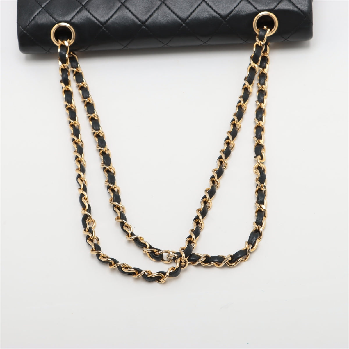 Chanel Matrasse  Double Flap Double Chain Bag Black G  1st Turn-Lock Speech