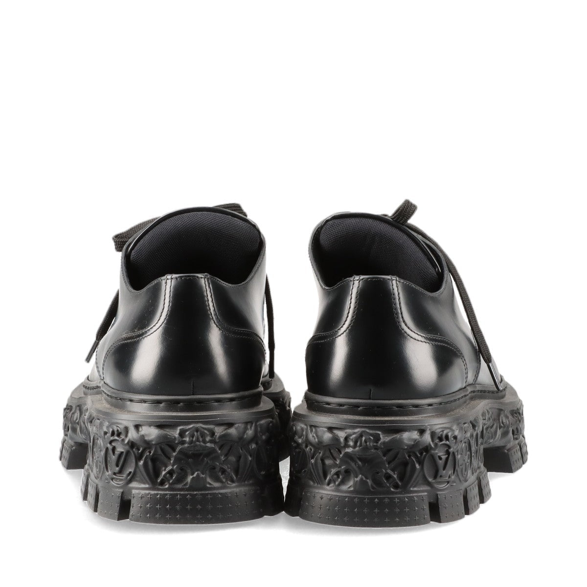 Louis Vuitton LV Barockline 22 Years UK7 1/2  Leather Shoes Black BM0272 LV Logo Monogram Flower Der