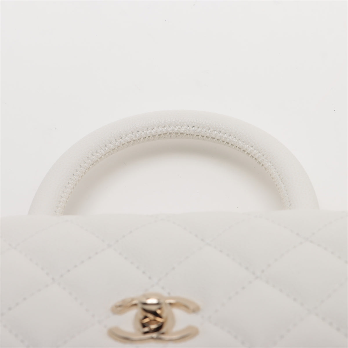 Chanel Coco Handle 24 XS Caviar S 2WAY Handbag White Silver G  A92990