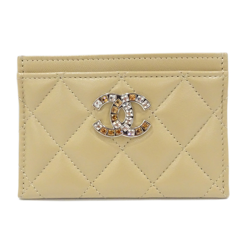 CHANEL Classic Matrasse Classical Card Case Leather Beige AP3990