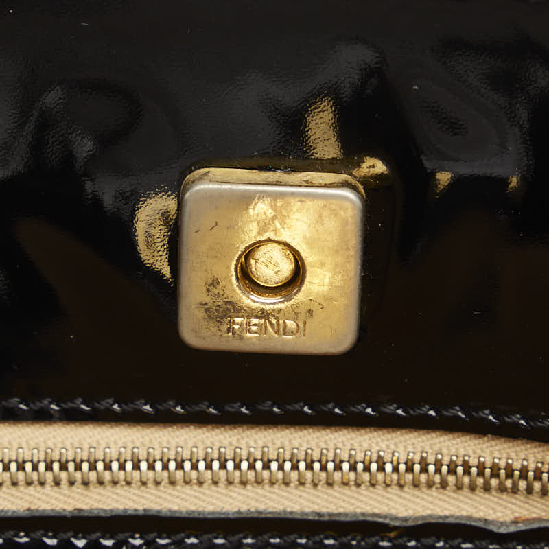 Fendi Logo G  Handbag Black Patent Leather  Fendi Ginzo