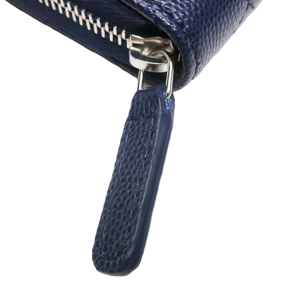 Chanel Zip Coin Pass Coin Case Wallet Matrasse Navy Caviar S