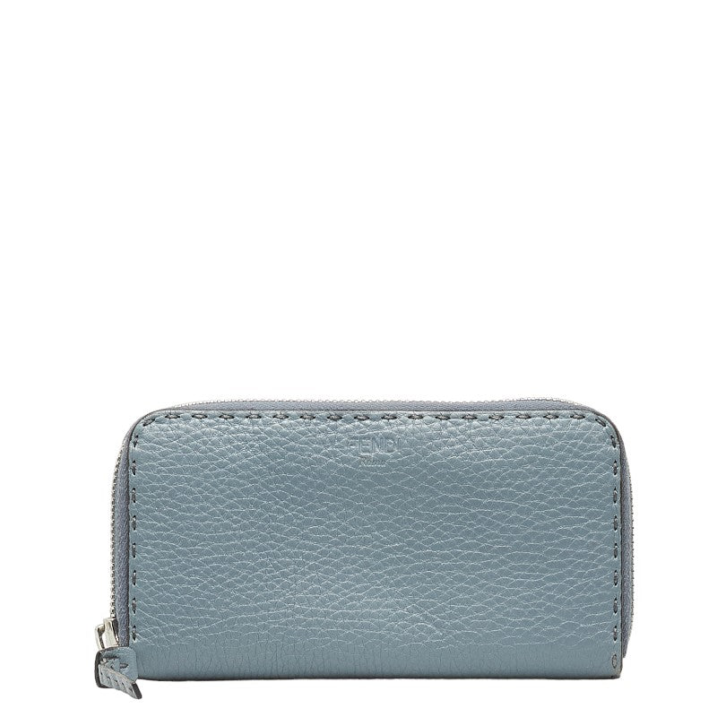 Fendi Celeria Round Long Wallet 8M0374 Blue Grey Leather  Fendi