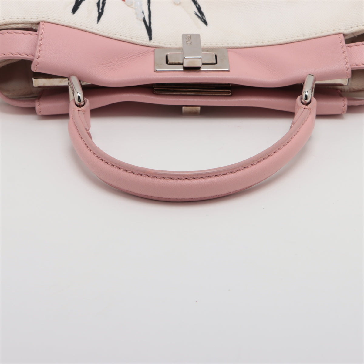 Fendi Mini Peekaboo Canvas × Leather 2WAY Handbags Pink 8BN244