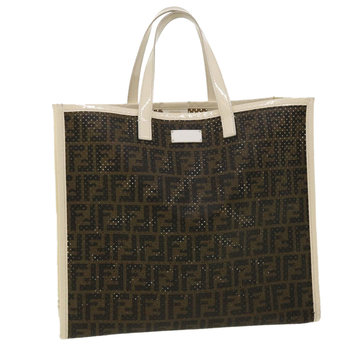 FENDI Zucca Canvas punching Tote Bag Brown