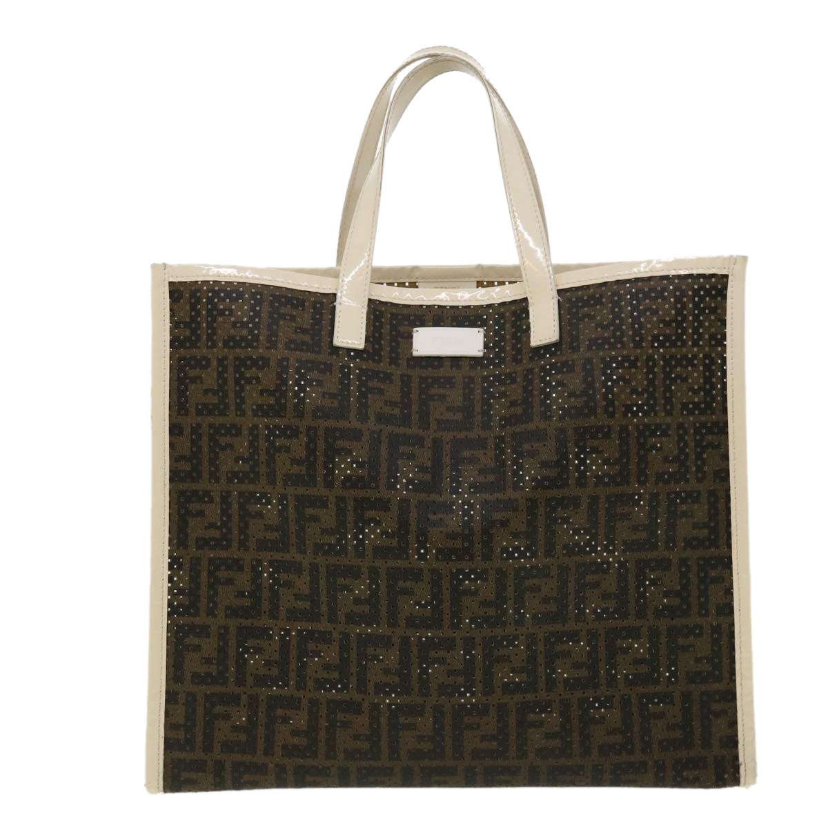 FENDI Zucca Canvas punching Tote Bag Brown