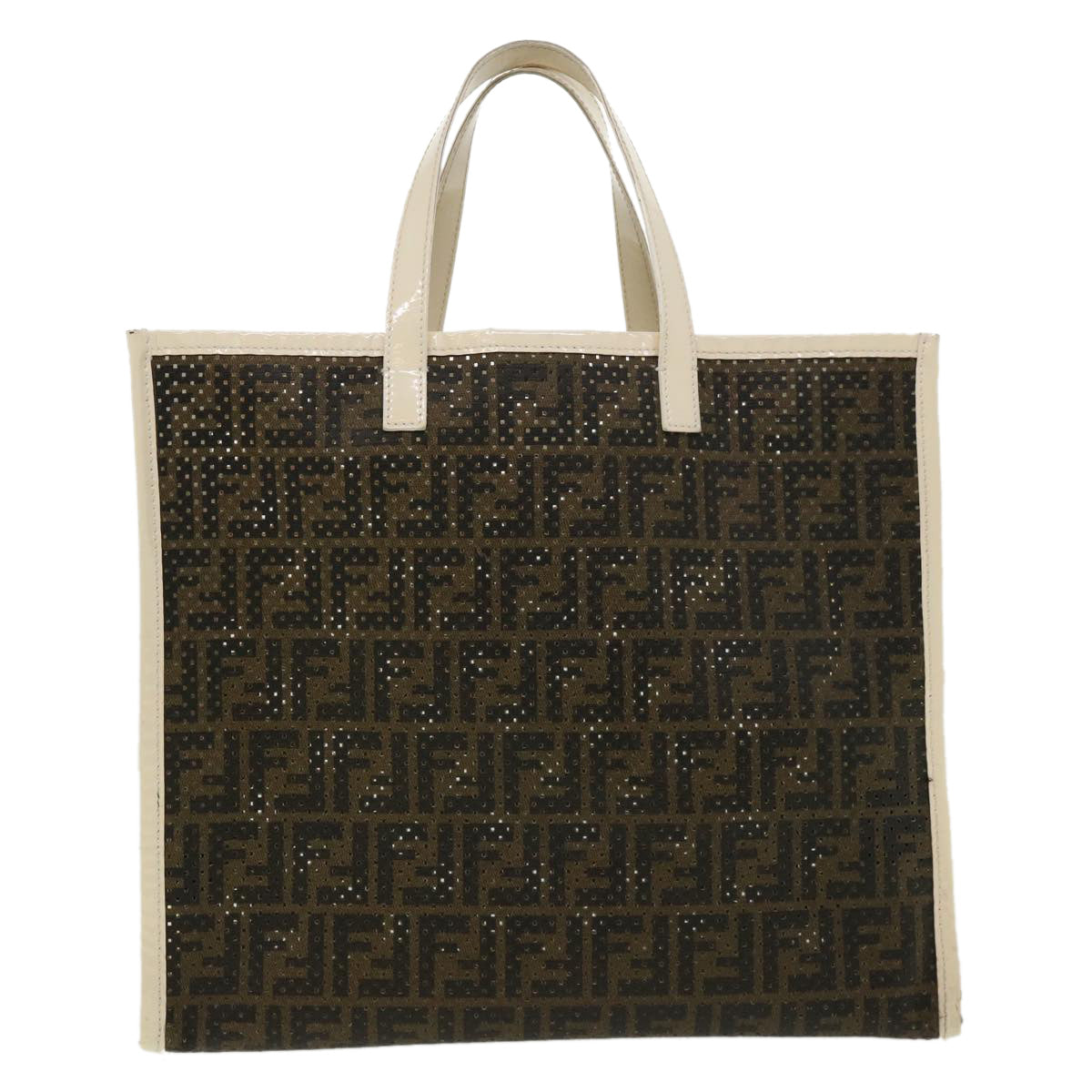 FENDI Zucca Canvas punching Tote Bag Brown