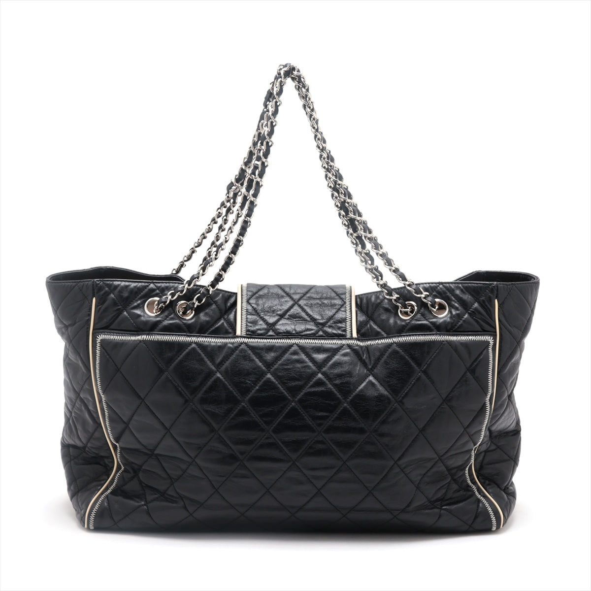 Chanel 2.55 Vintage  Tote Bag Black Silver G