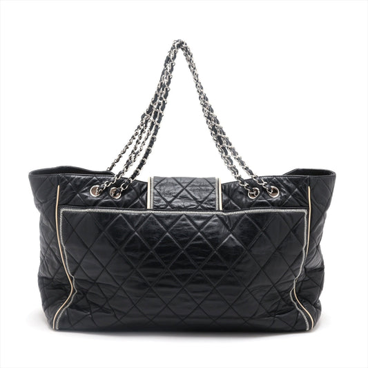 Chanel 2.55 Vintage  Tote Bag Black Silver G