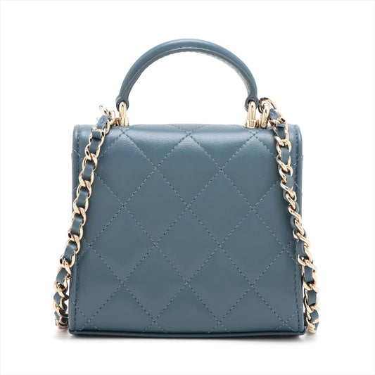 Chanel Mini Matrasse  Chain Shoulder Bag Top Handle Blue G  AP2682