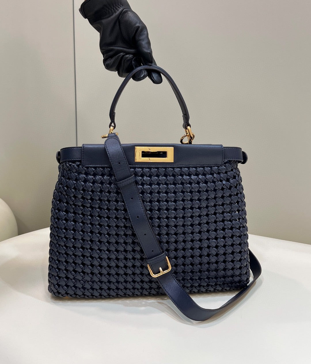 FI Mujer Peekaboo Iconic Navy Blue Bag For Woman 33cm/13in