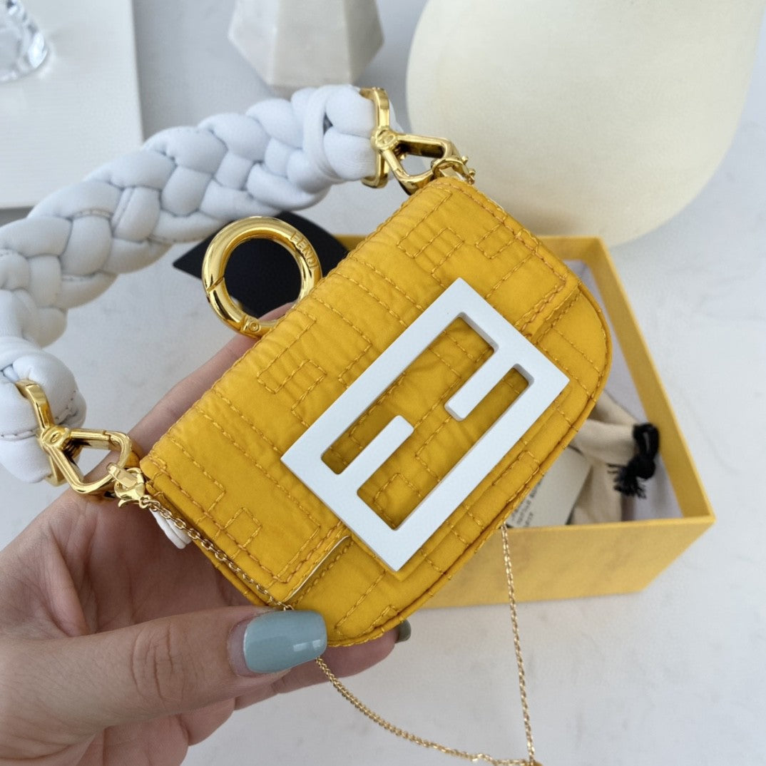 Fendi Nano Baguette Maxi Handle Yellow and White Bag