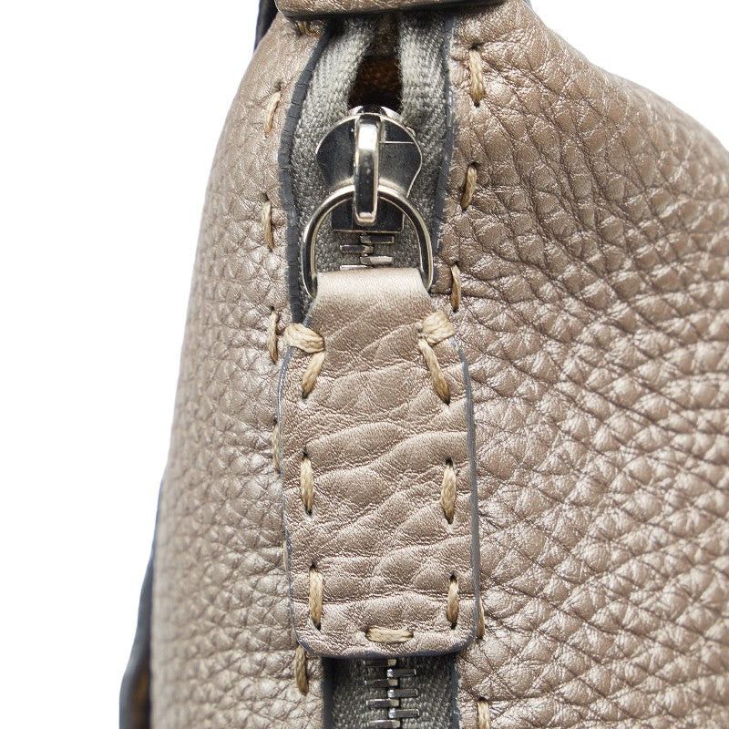 FENDI FENDI 8BT092 Shoulder Bag Leather Silver Brown Ladies Fendi