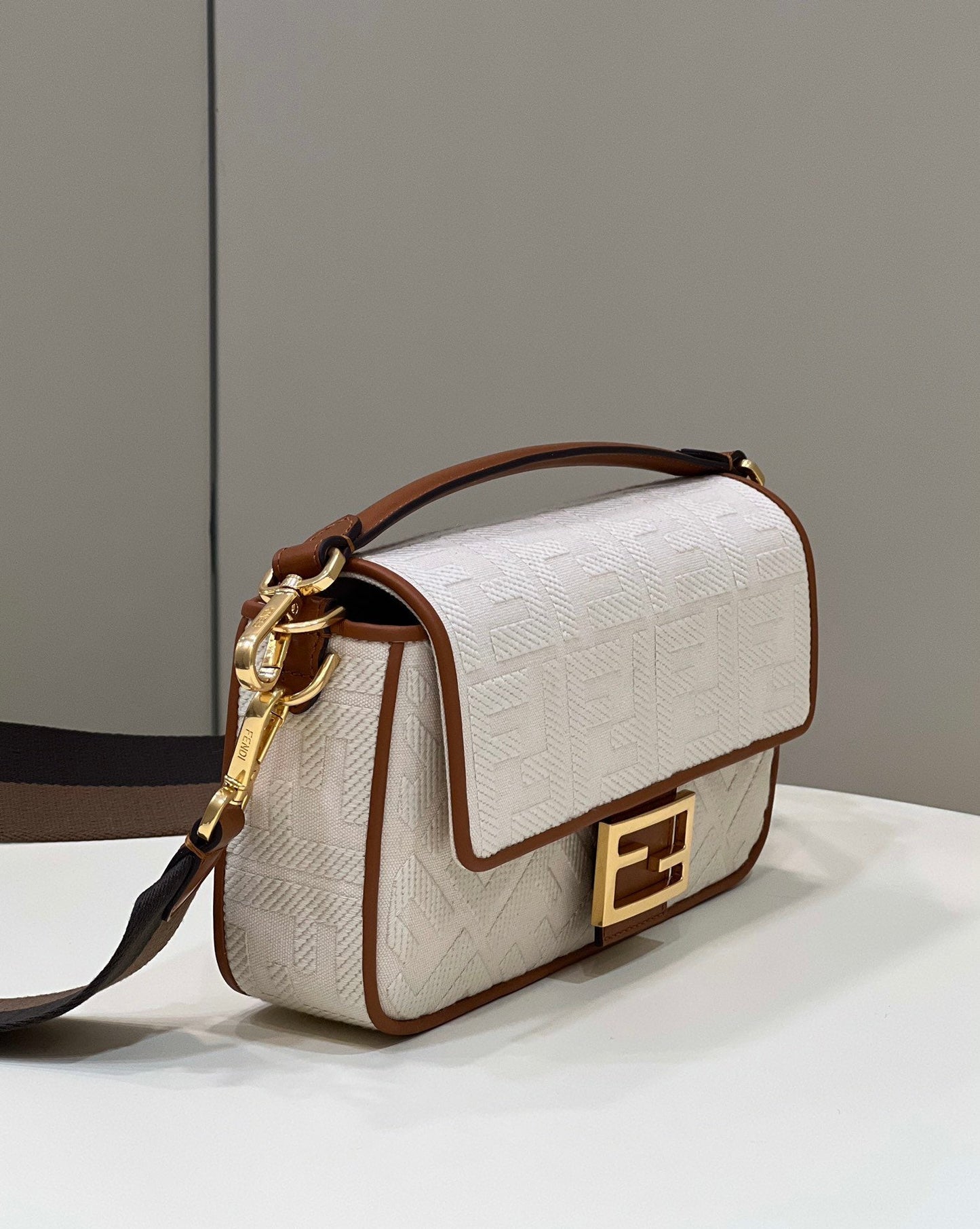 Fendi Baguette White Crossbody Bag