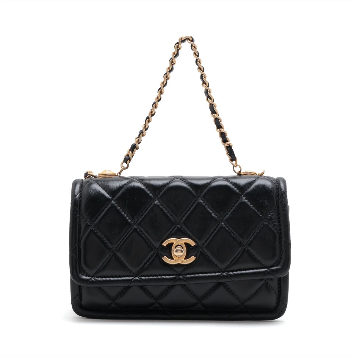 Chanel Lambskin  Chain Shoulder Bag Black G