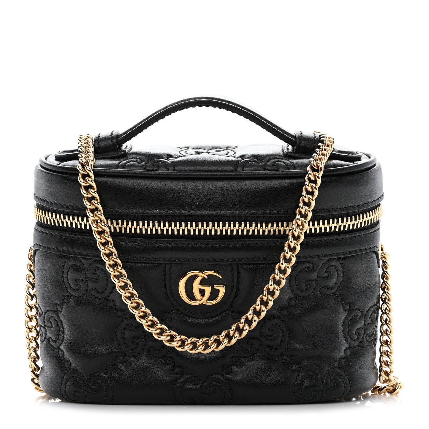 Gucci  Calfskin GG Matelasse Mini Top Handle Bag Black