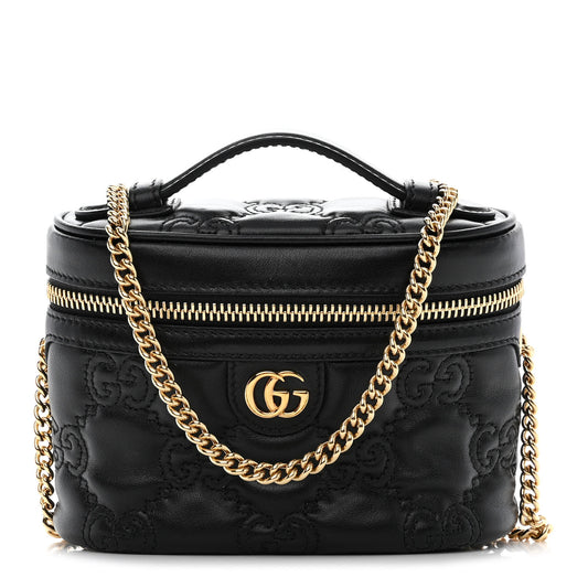 Gucci  Calfskin GG Matelasse Mini Top Handle Bag Black