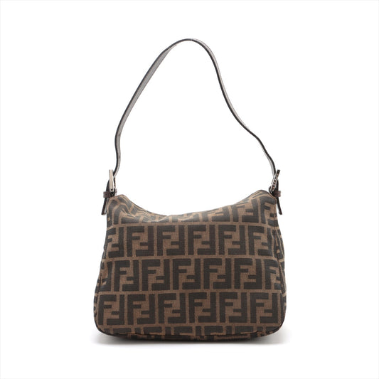 Fendi Zucca Canvas x Leather Shoulder Bag Brown