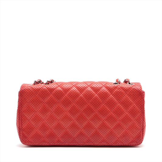 Chanel Matrasse Single Flap Single Chain Bag Red Silver  11th