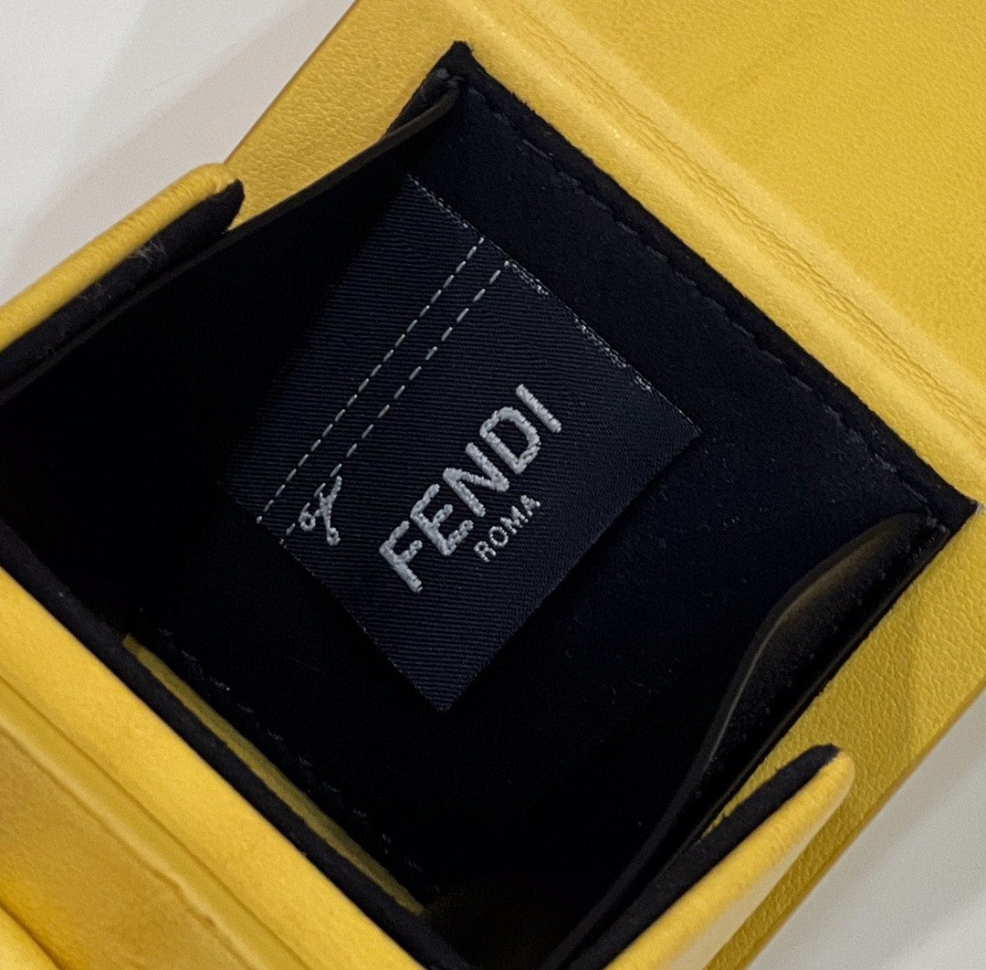 Fendi Logo Box Keychain Yellow Charm Bag For Woman 8cm/3in