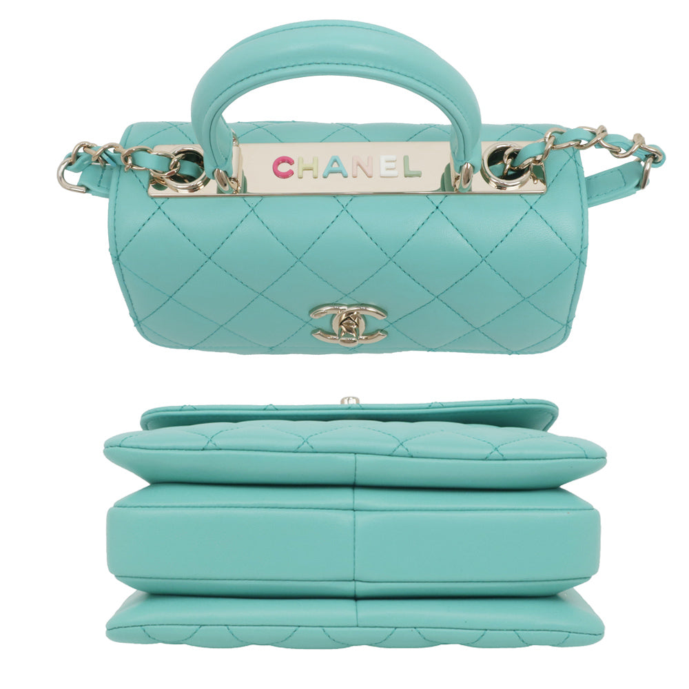 CHANEL Coco Handle XS  Handbag Top Handle Turquoise Blue Shoulder GD G A92990