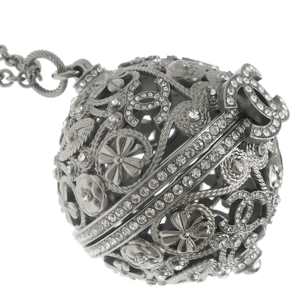 Chanel Ball Pendant Halsband Lock B22C Coco CC Mark COCO Flowers  Rope Line Stone 80cm Antique Silver Accessories Jewelry