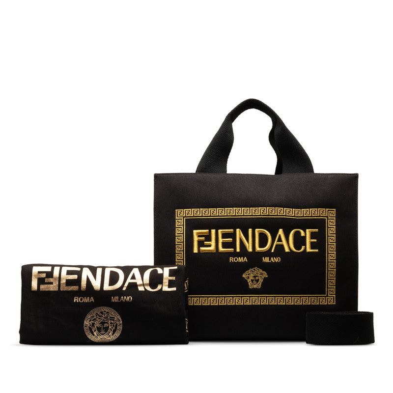 Fendi  Versace Fendace La Medusa Torta Bag 2WAY 8BH395 Black Canvas  Fendi