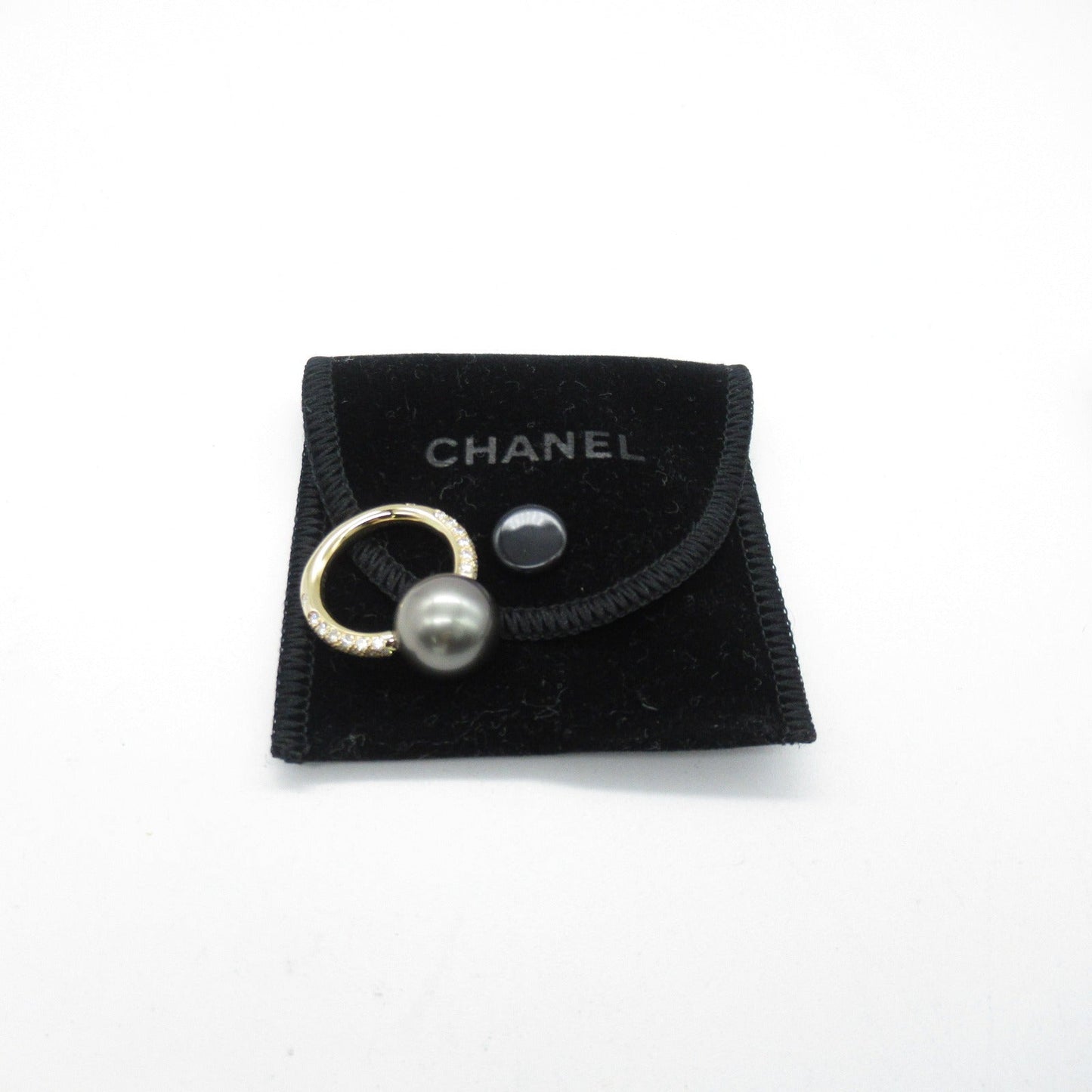 Chanel Black Pearl Ring Ring Jewelry K18 (Yellow G) Diamond Black Pearl  Black/Clear Rings 【Central】