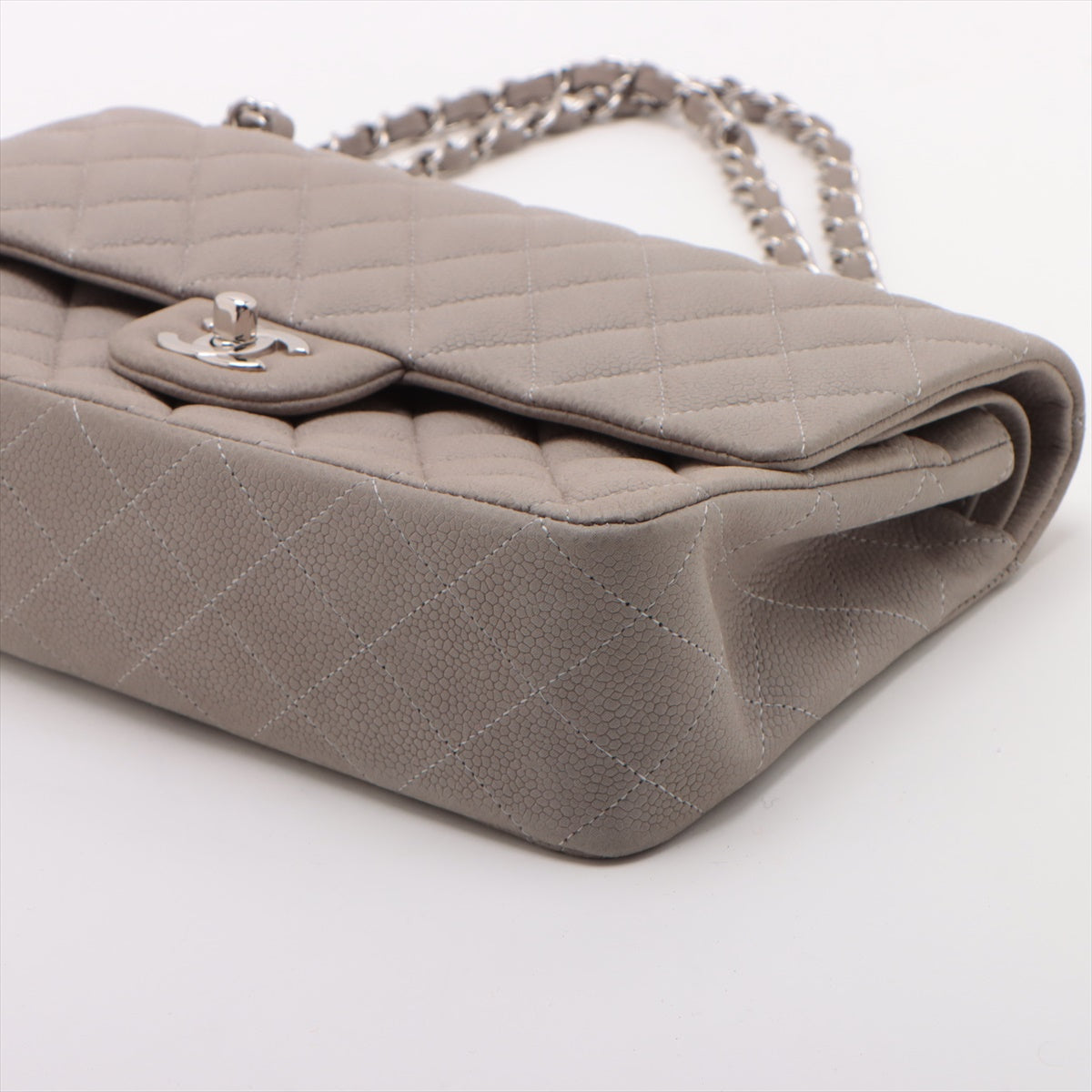 Chanel Matrasse 25 Caviar S Double Flap Double Chain Bag Gr Silver   A01112 ay