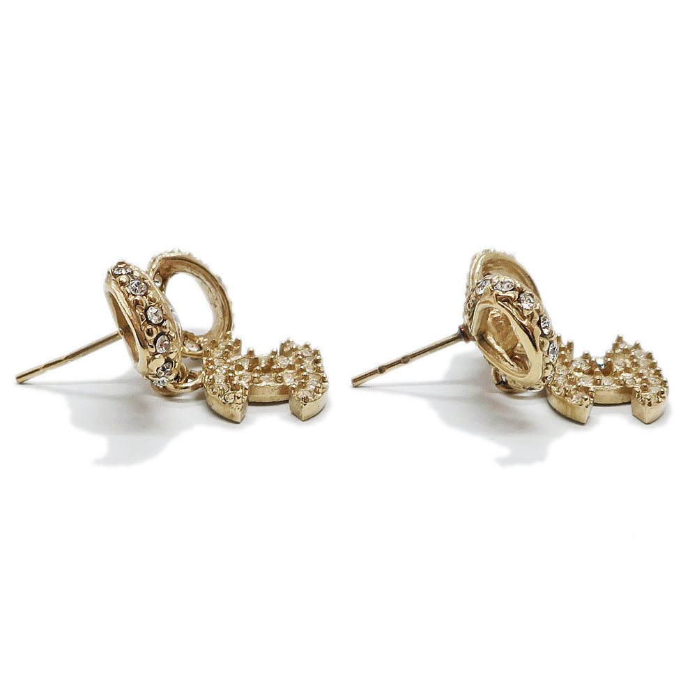 Chanel Coco Ribbon Stud_Earrings Linestone Champagne G B14P  Accessories Small Shake A42648