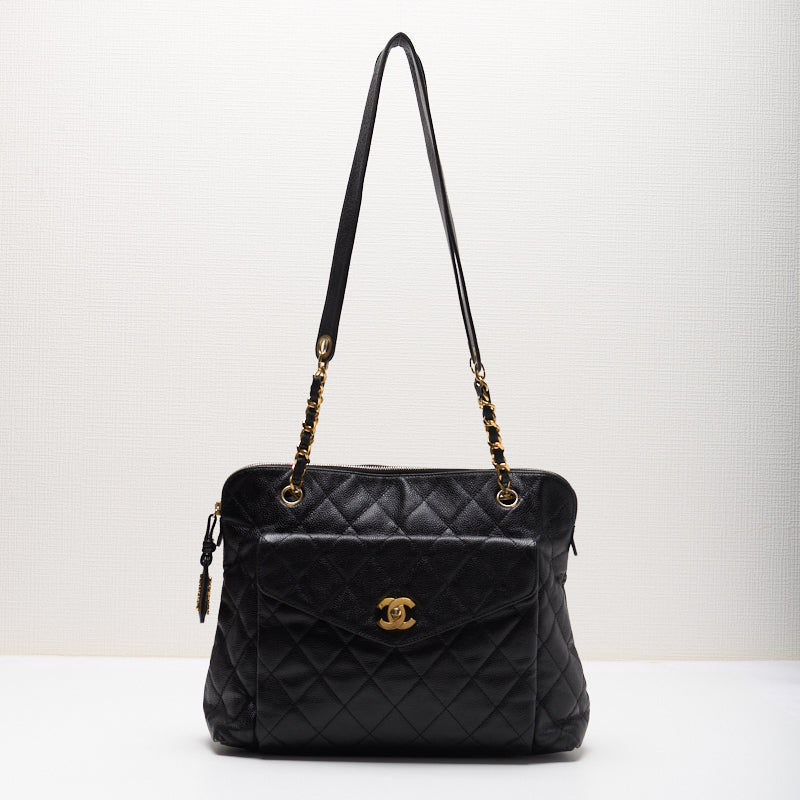 CHANEL / CHANEL Matrasse  Flap Double Chain Sder Caviar S Black   Shoulder Bag Lady Bag Hybrid 【 Ship】  Yaboo Online