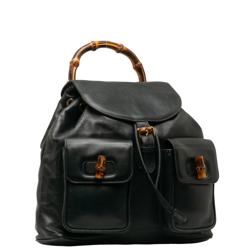 GUCCI Bamboo Backpack in Leather Navy 003 2058 0016