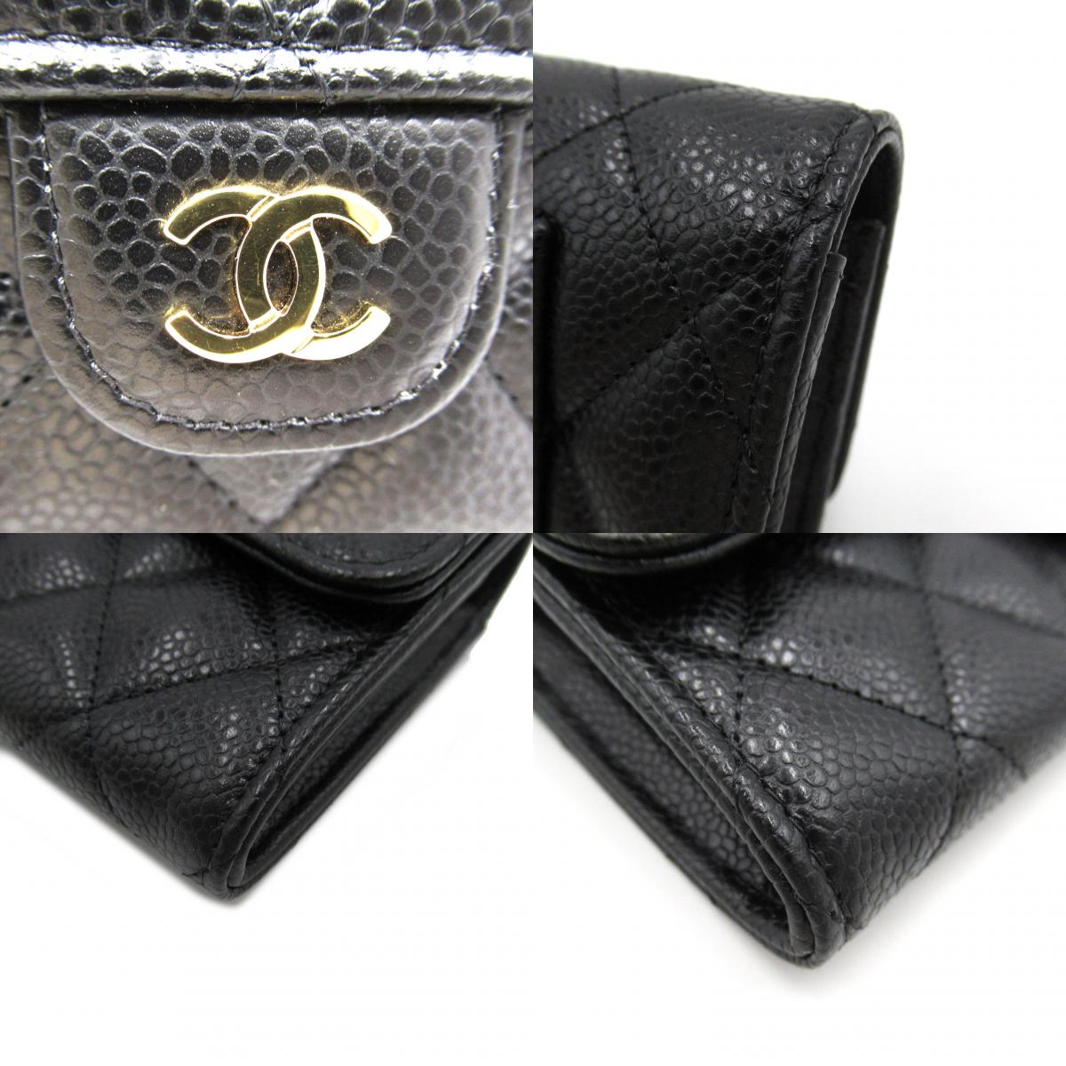 Chanel Zip Long Wallet Double Fold Wallet Caviar S  Black Box