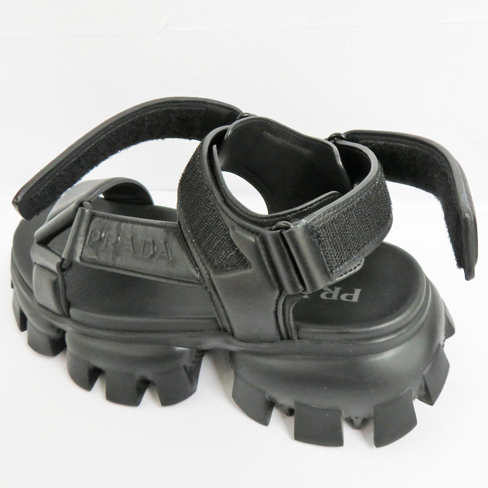 Prada Paded Nappal Leather Sports Sandals 2X3077 Sporty Tape Sandal Black 6 25.0cm Laver   Shoes