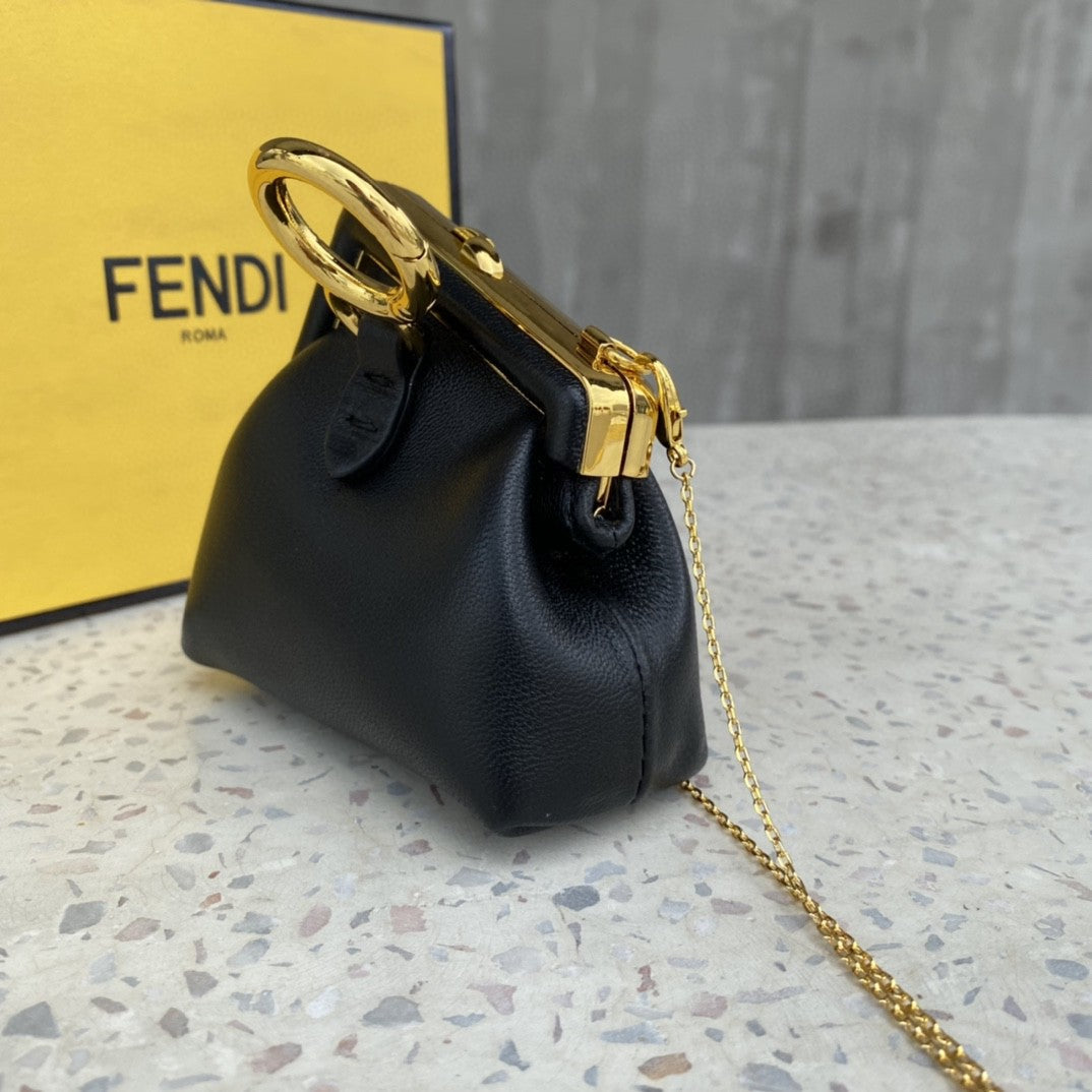 Fendi Nano Fendirst Charm Black Bag For Woman 10cm/4in