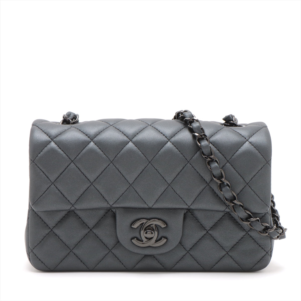 Chanel Mini Matrasse 20  Single Chain Single Chain Bag Grey Black G A69900