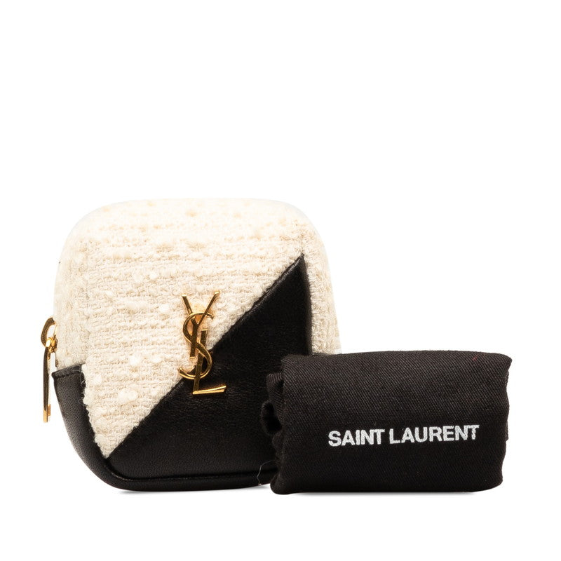 Saint Laurent Jamie Cube Pouch Charm 669964 White Black Canvas Leather  Saint Laurent