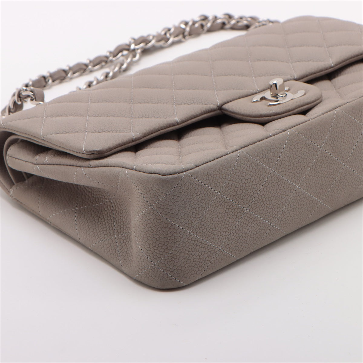 Chanel Matrasse 25 Caviar S Double Flap Double Chain Bag Gr Silver   A01112 ay