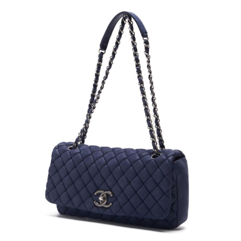 Chanel Matrasse Single Flap Chain Shooter Spacle Leather Navy (Silver G ) Shooter Bag   Ship Free Shipping] Navy Yamamoto Online