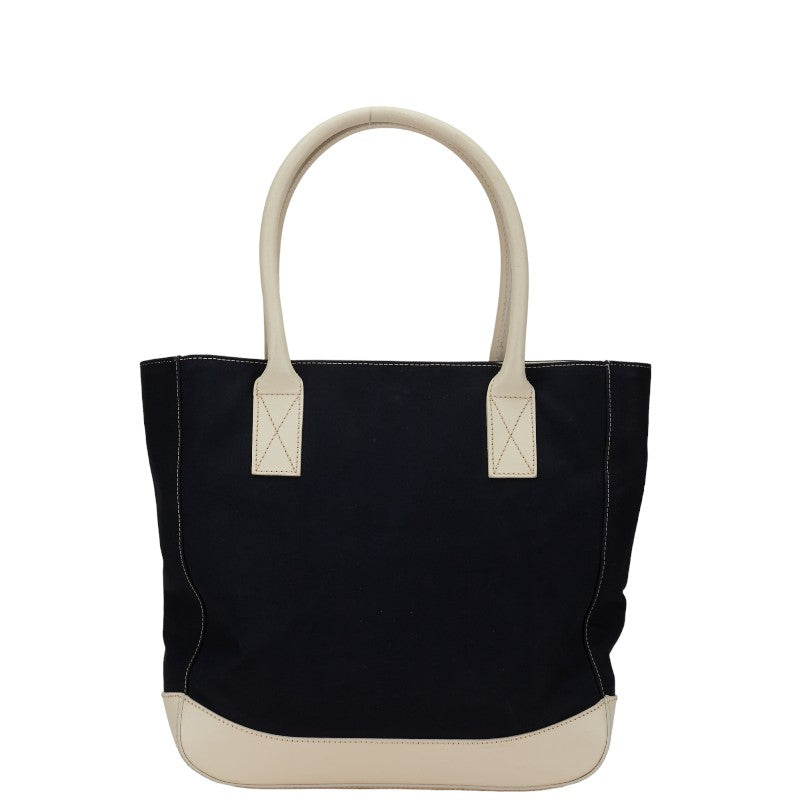 Fendi Tote Bag Shoulder Bag Navy White Canvas Leather  Fendi