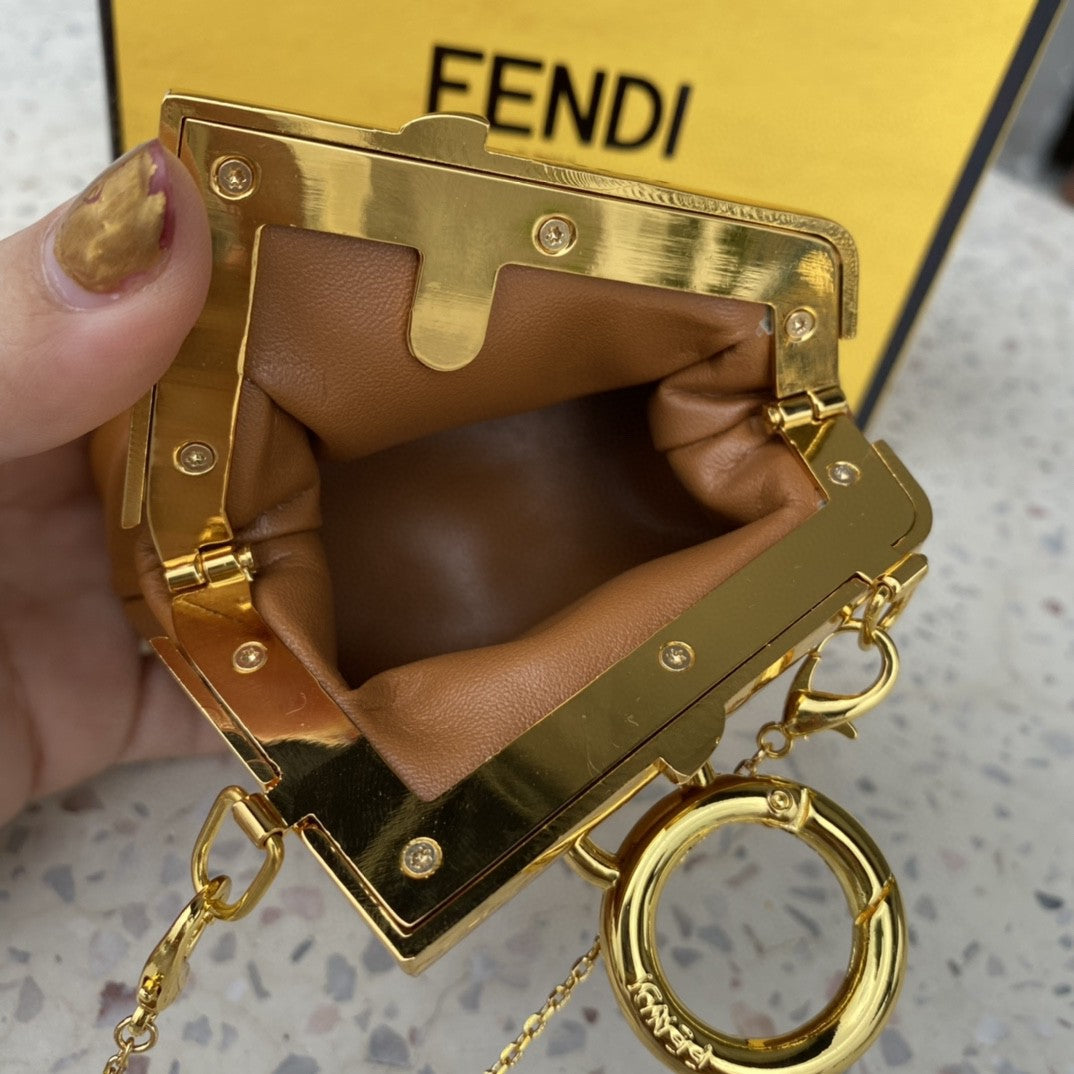 Fendi Nano Fendirst Charm Brown Bag For Woman 10cm/4in